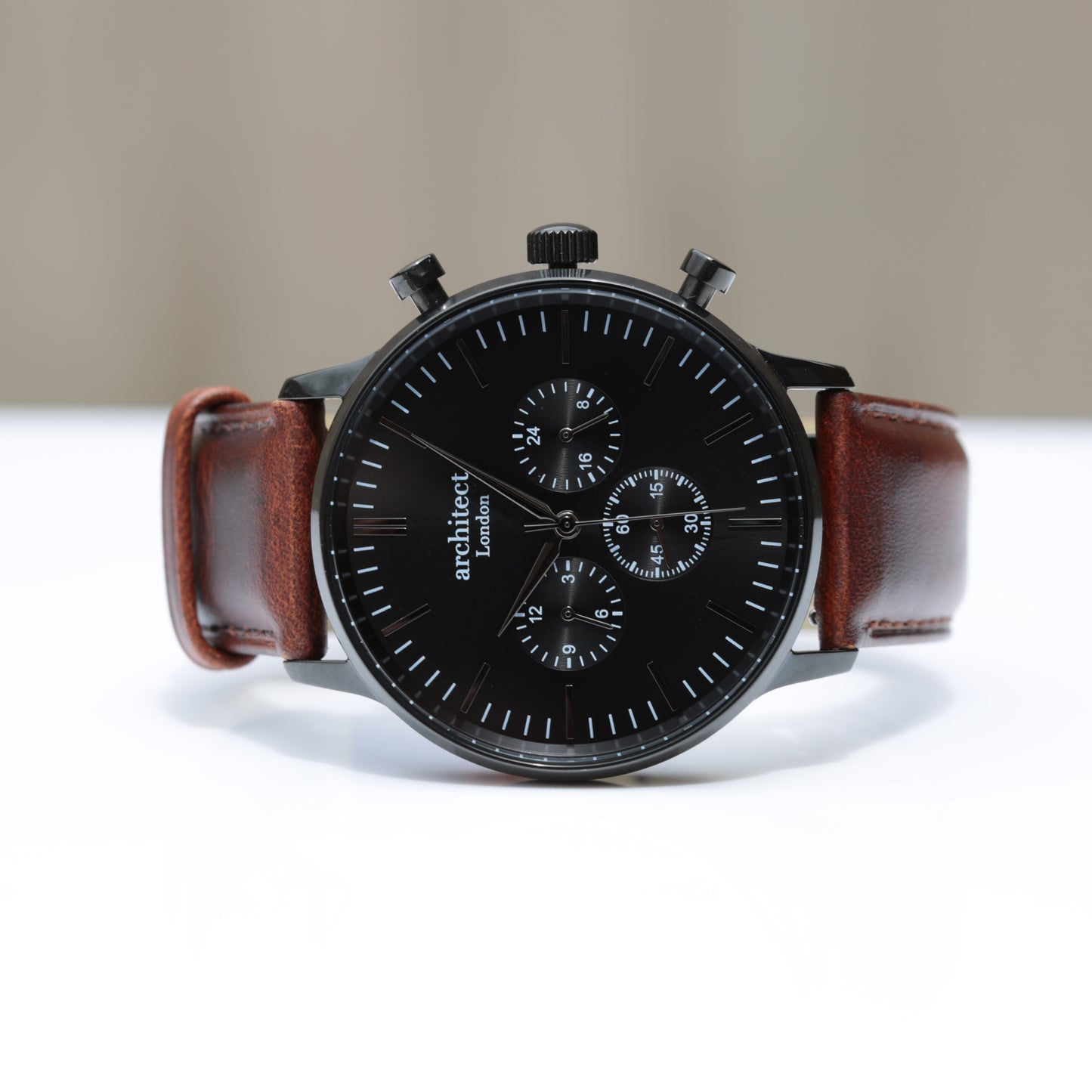 Handwriting Men's Watch Baby Scan - Architect Motivator Black with Walnut Strap