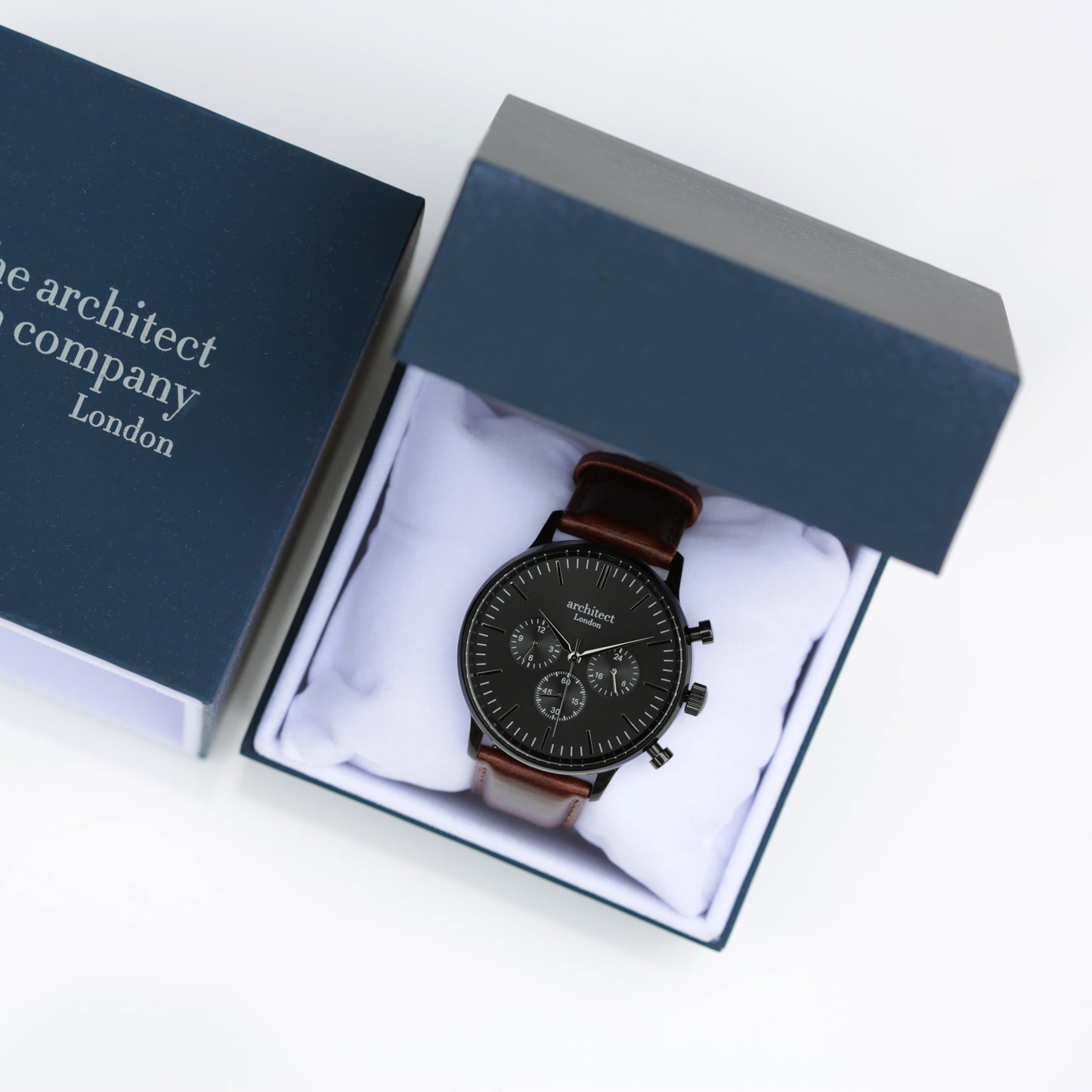 Handwriting Men's Watch Baby Scan - Architect Motivator Black with Walnut Strap