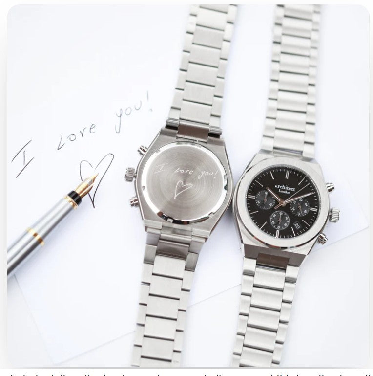 Men's Watch Handwriting Engraving Black Face - Architect Orbix Black Face
