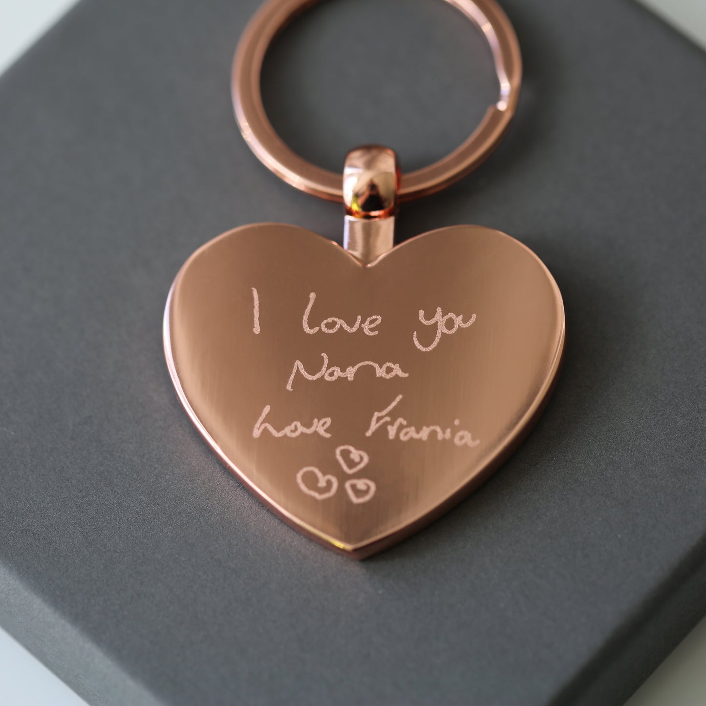 Handwriting Heart Key Ring Silver or Rose Gold
