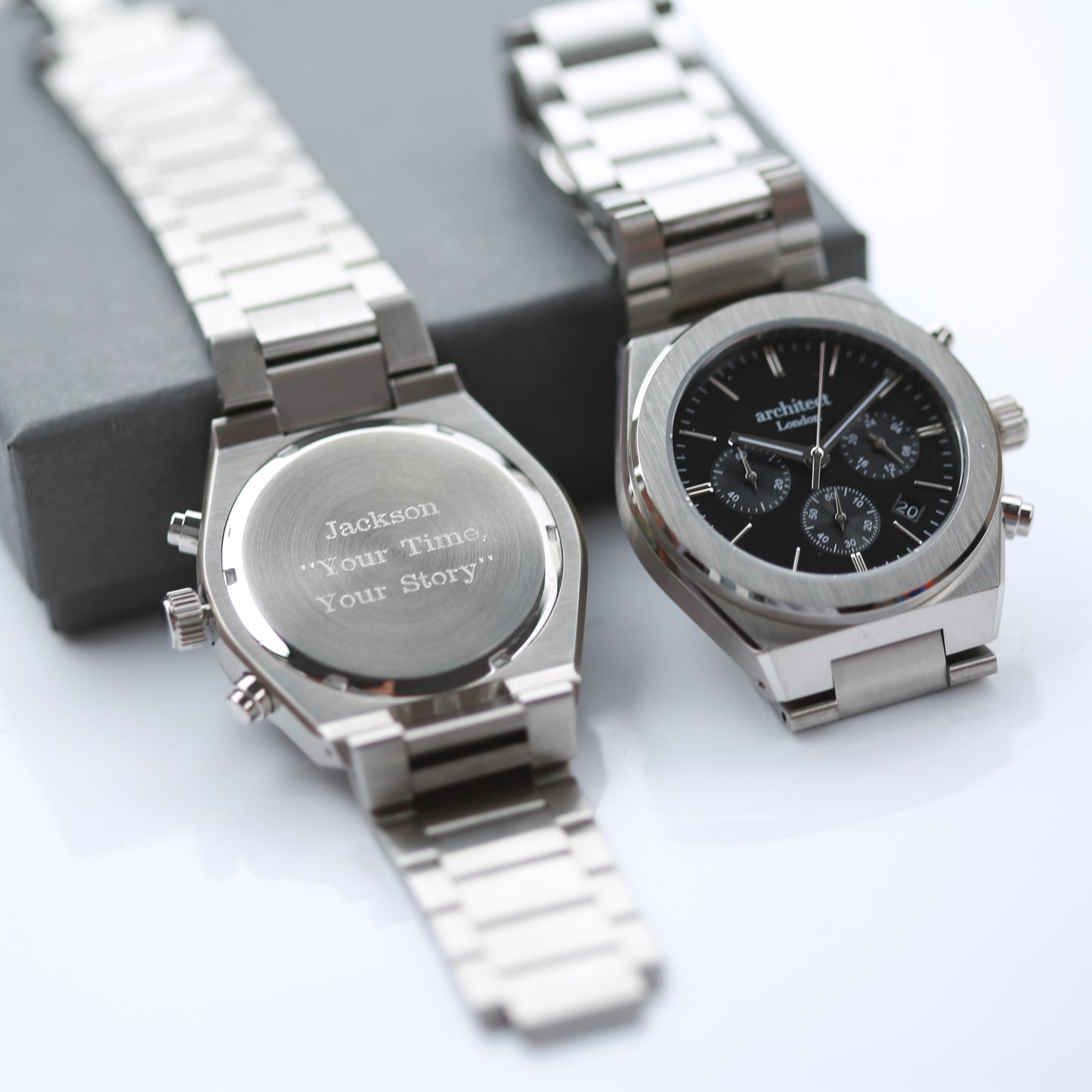 Men's Watch Handwriting Engraving Black Face - Architect Orbix Black Face