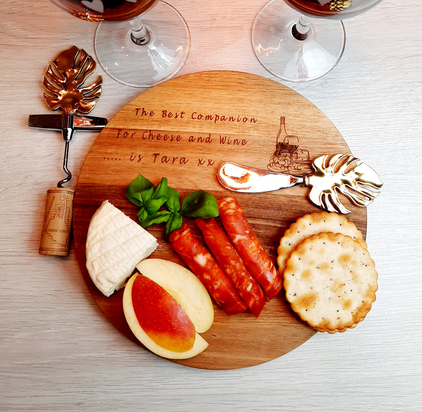 Personalised Chopping Board and Cork Screw