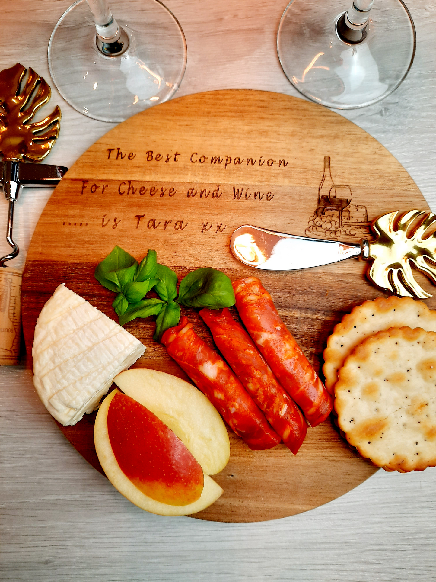 Personalised Chopping Board and Cork Screw