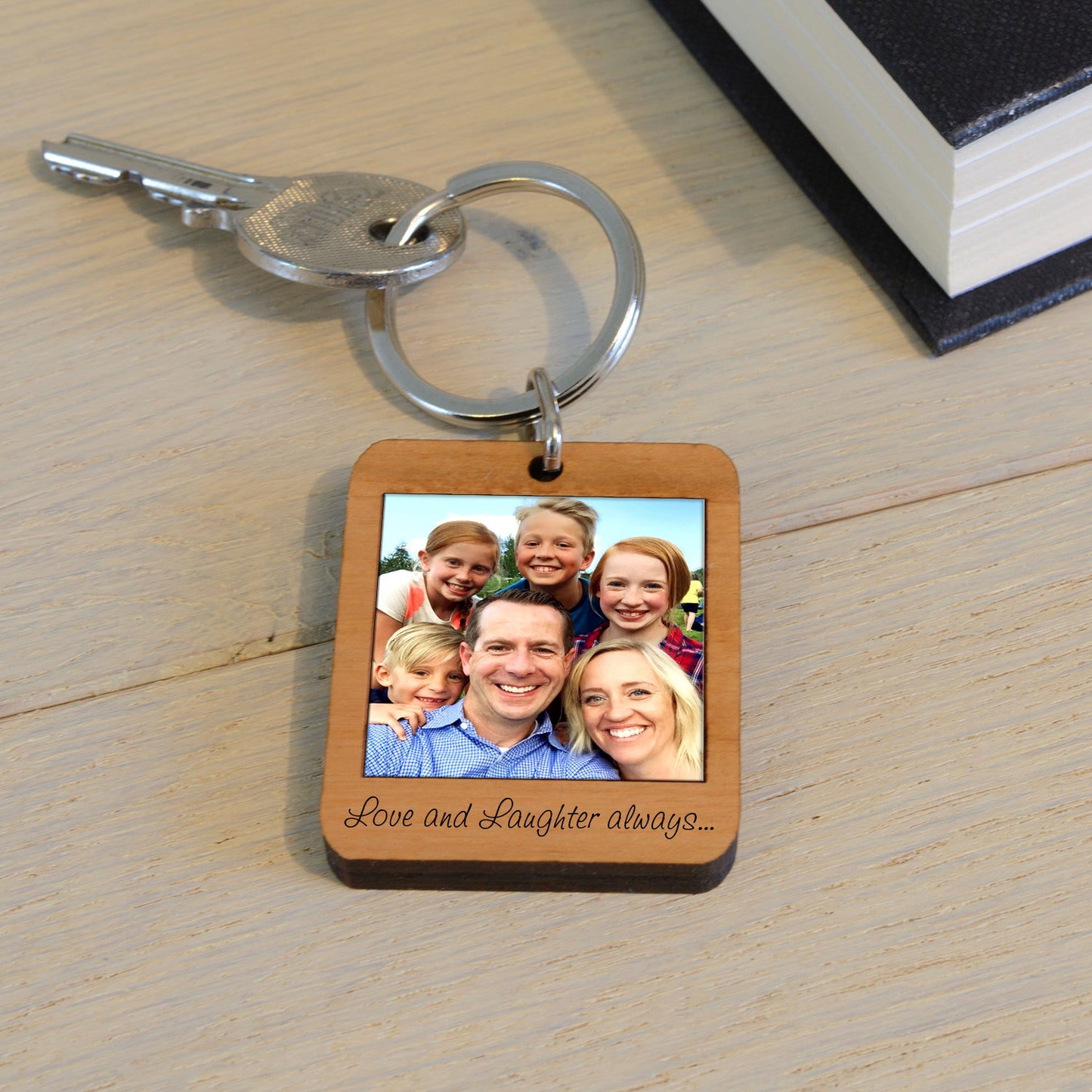 Wooden Personalised Engraved Photo Key Ring, perfect Valentine's, Mother's or Father's Day Gifts