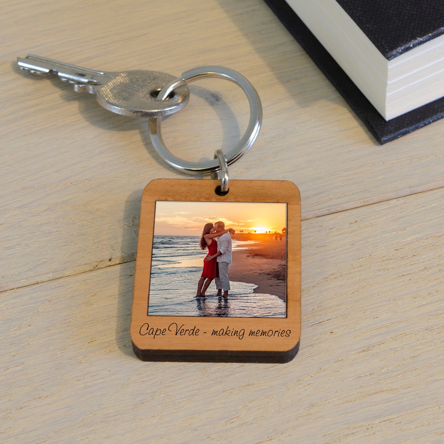 Wooden Personalised Engraved Photo Key Ring, perfect Valentine's, Mother's or Father's Day Gifts