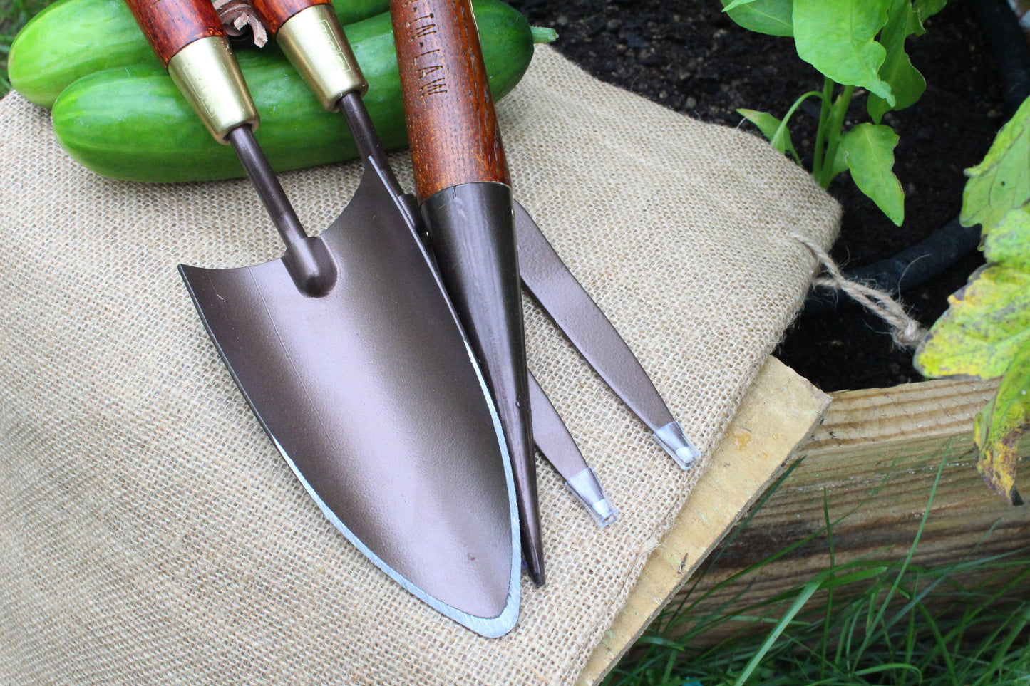 Personalised Garden Tool Set of Fork Trowel Dibber Gift
