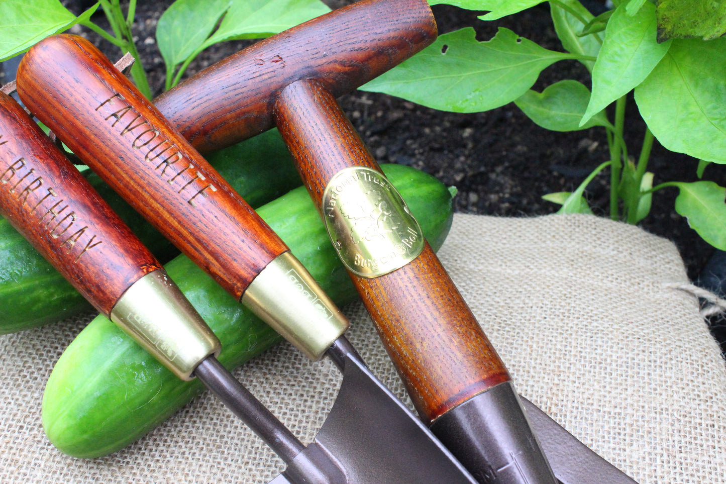 Personalised Garden Tool Set of Fork Trowel Dibber Gift