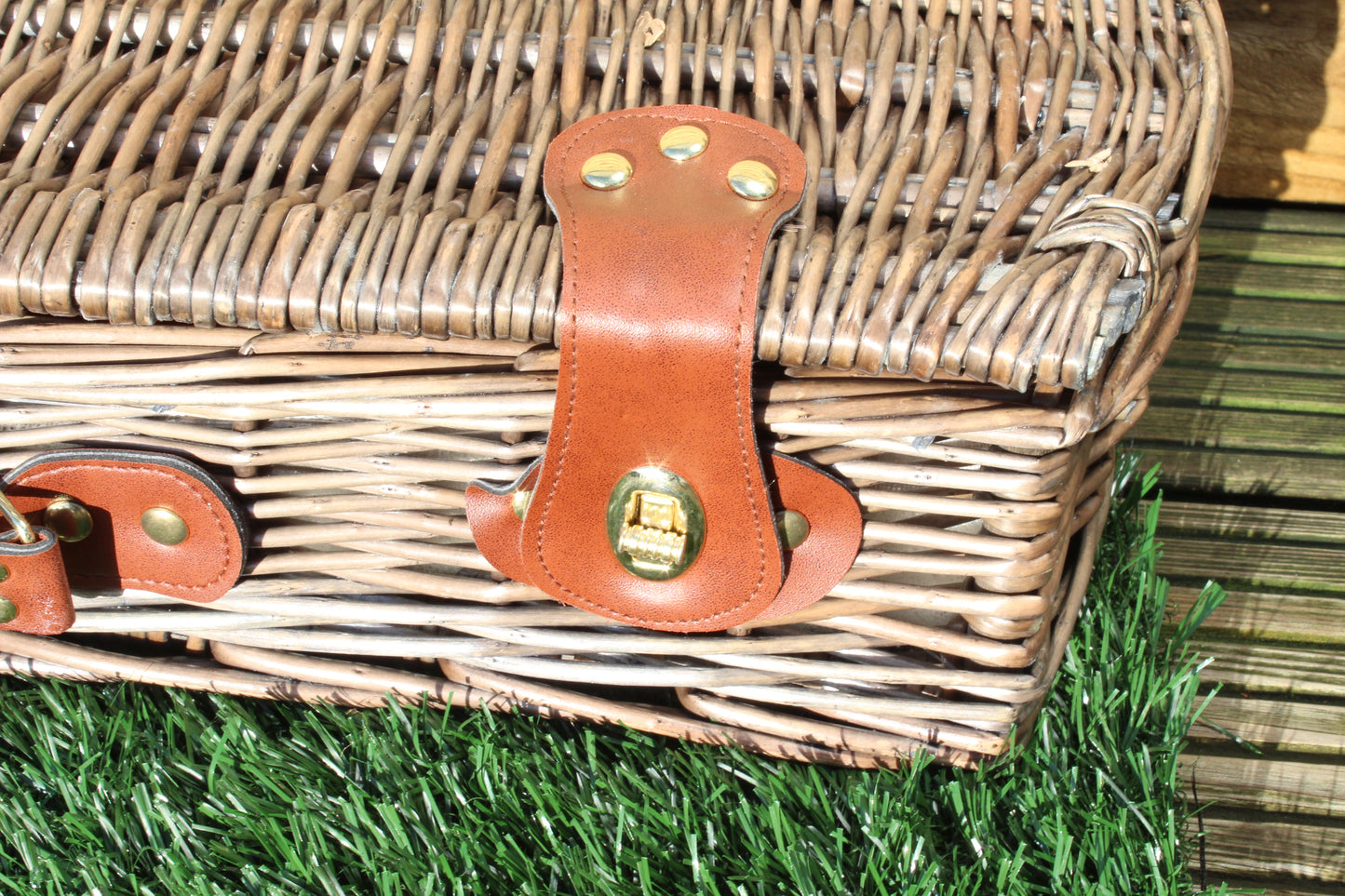 Brown leather lock of case