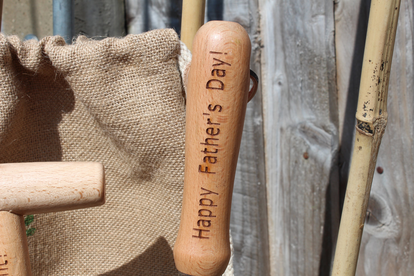 Personalised Garden Tools Gift Set Trowel Fork Dibber Jute Bag