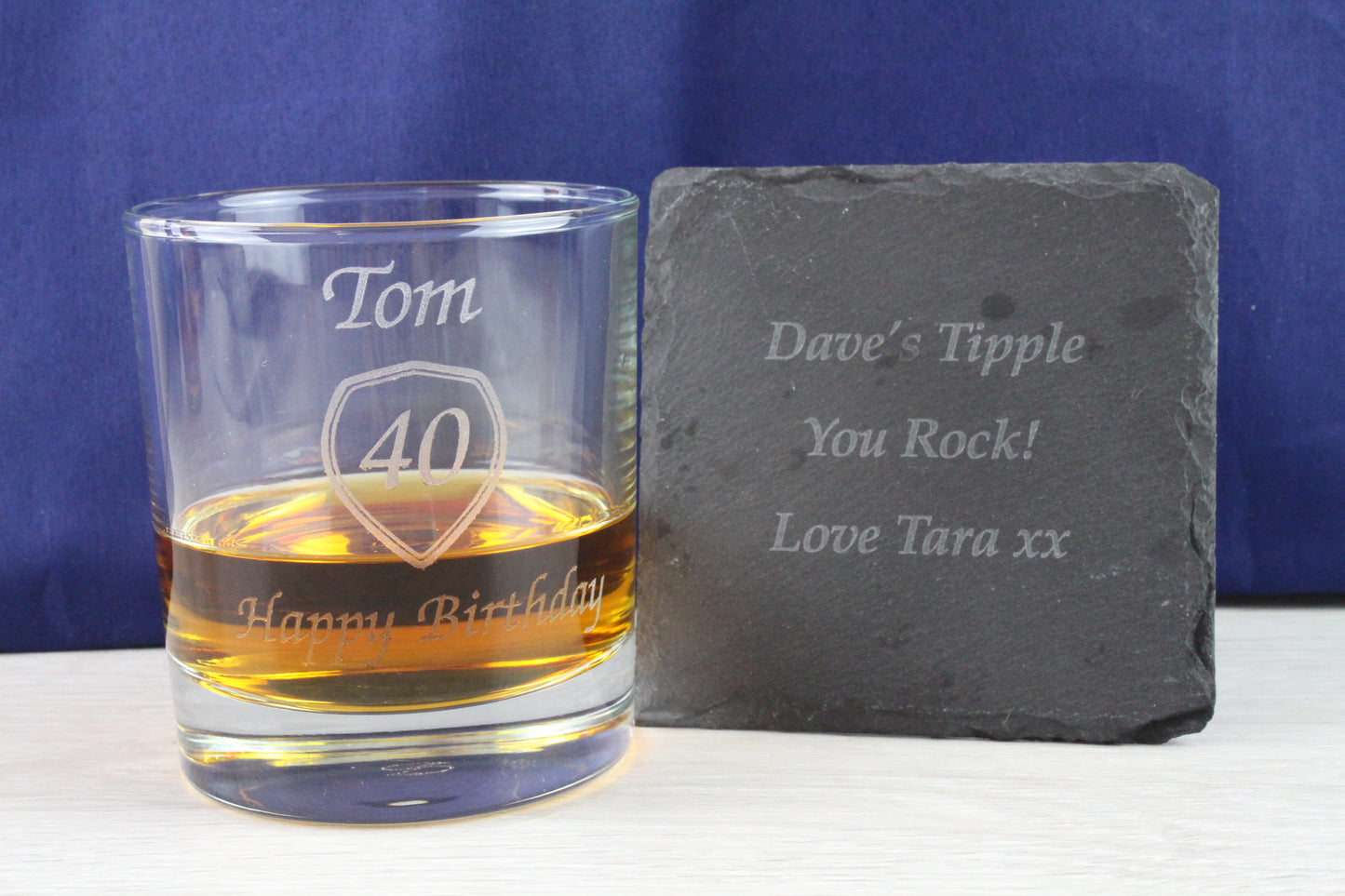 Personalised Whiskey Tumbler & Slate Coaster Gift Set