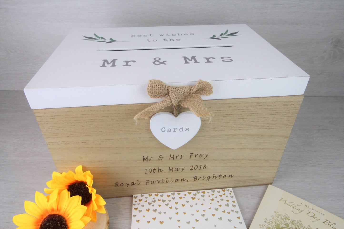 Personalised Wedding Card Box, Engraved Wedding Post Box, Wedding or Engagement Gifts