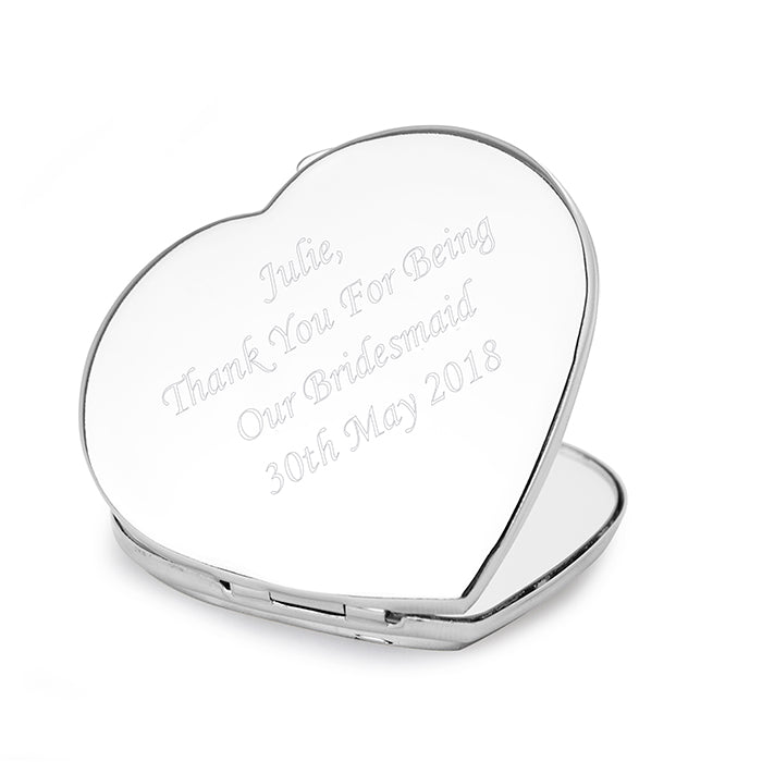 Personalised Diamante Heart Compact Mirror