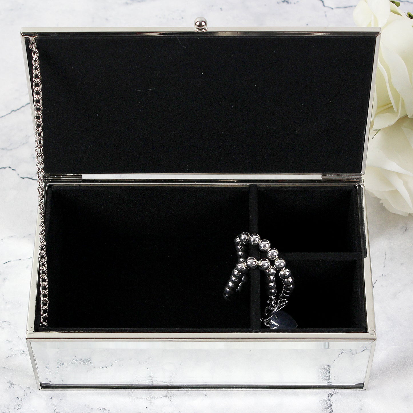 Personalised Gift Mirrored Jewellery Box Engraved with your message, Wedding Day, Valentines or Mother's Day Gift