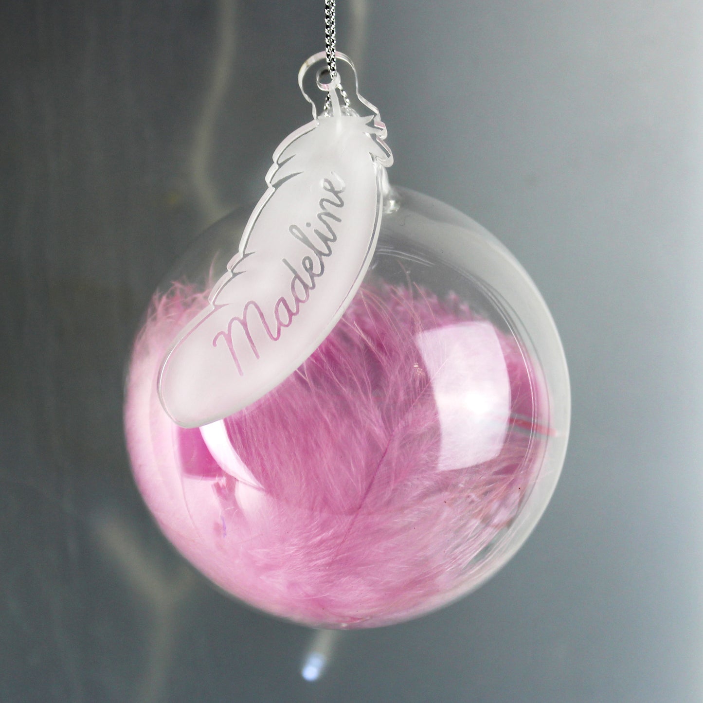 Personalised Feather Glass Christmas Bauble