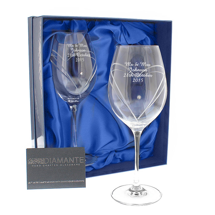 Diamante Heart Wine Glasses