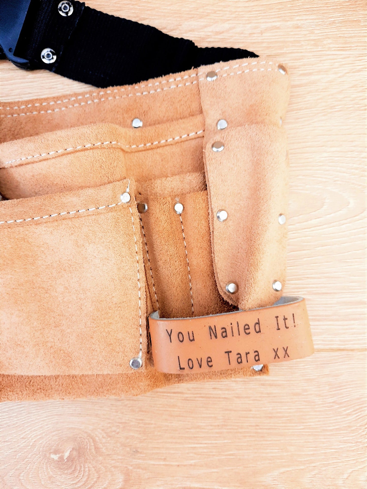 Engraved premium leather loop tool belt personalised