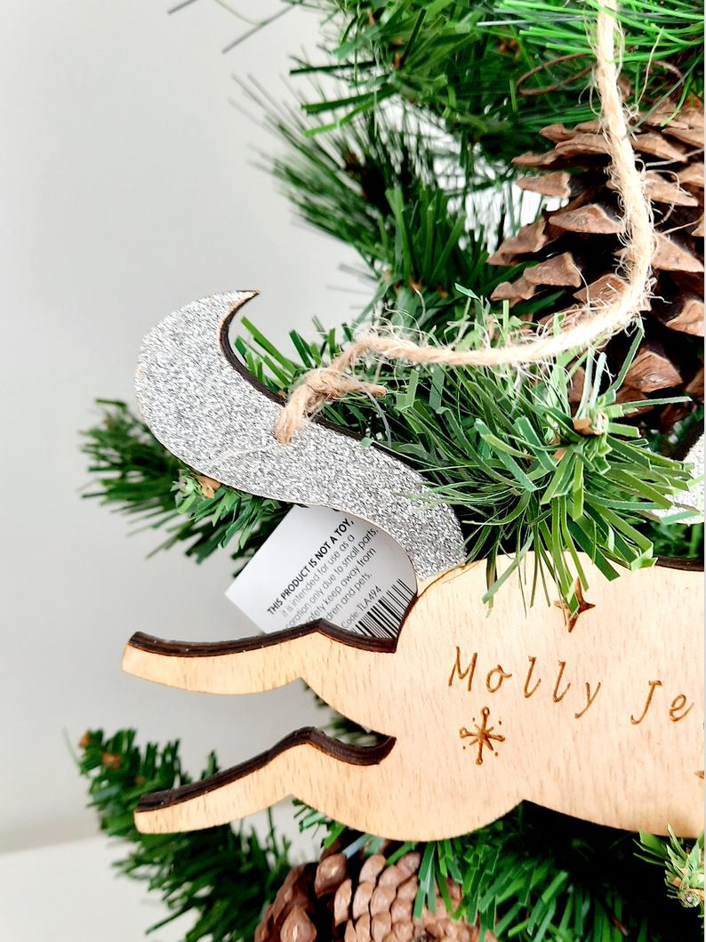Engraved Personalised Unicorn Christmas Tree Decoration