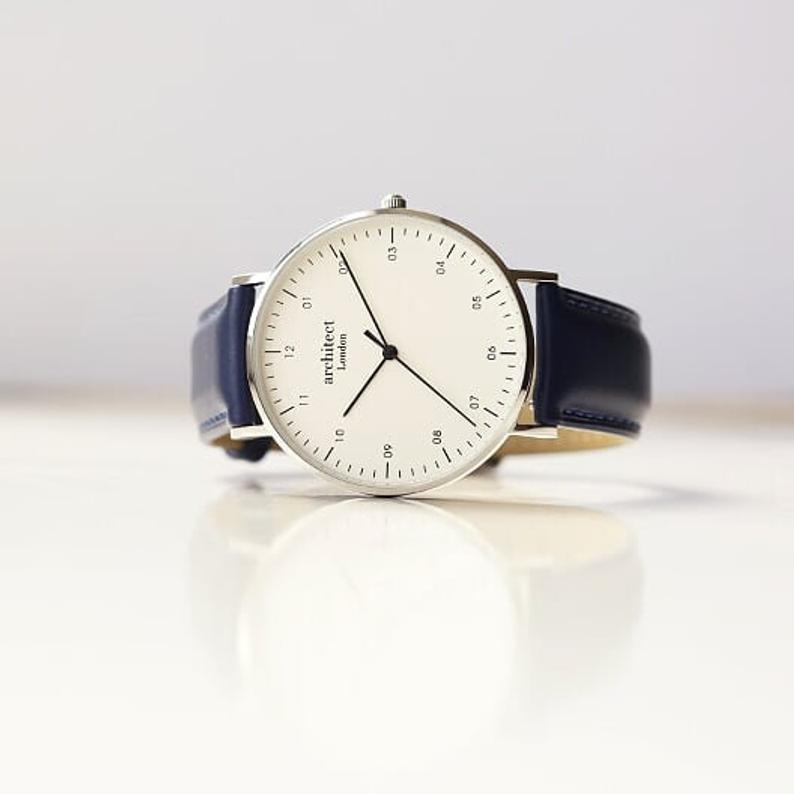 Own Handwriting Men's Watch - Architect Zephyr + Admiral Blue Strap