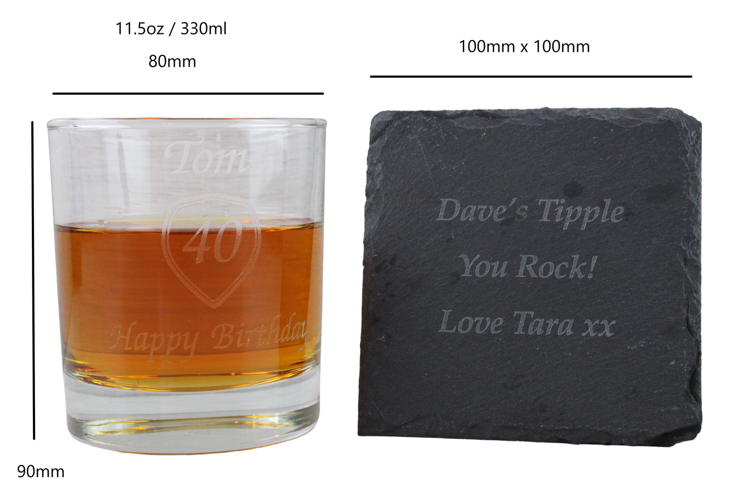 Personalised Whiskey Tumbler & Slate Coaster Gift Set