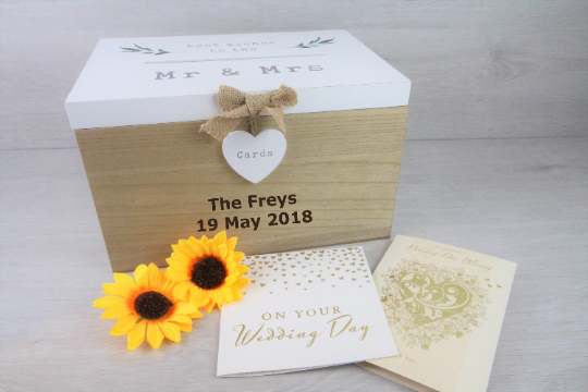 Personalised Wedding Card Box, Engraved Wedding Post Box, Wedding or Engagement Gifts