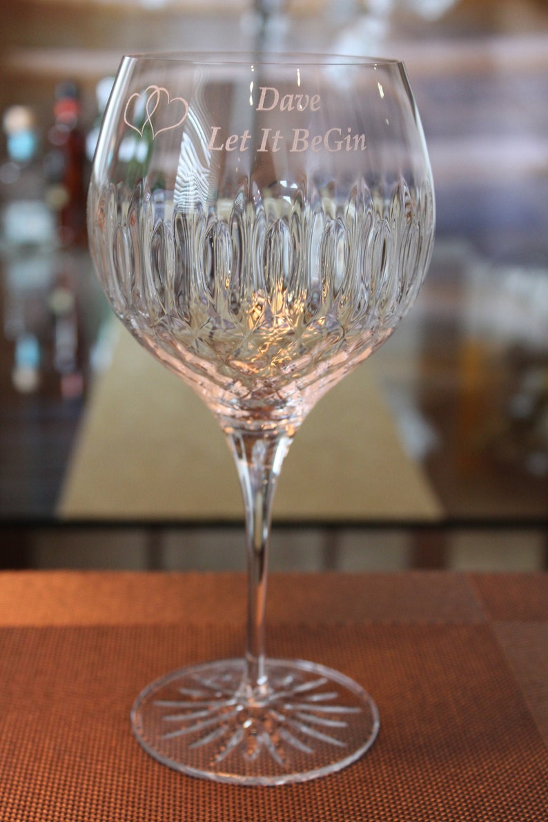 Whole picture of Large Personalised and Engraved Crystal Cut Gin Glass