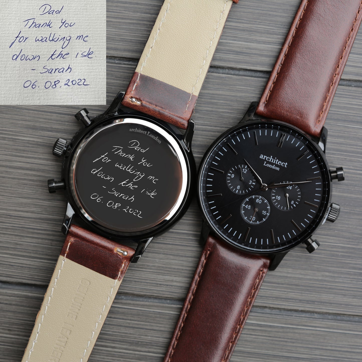 Handwriting Men's Watch Engraved Personalised Baby Scan Gift