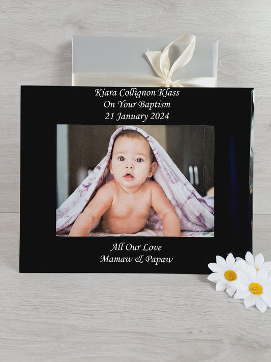 Personalised Engraved Own Handwriting Glass Photo Frame, Valentine's, Christening, Baptism, New Baby Gift, New Father, Mother's Day Gifts