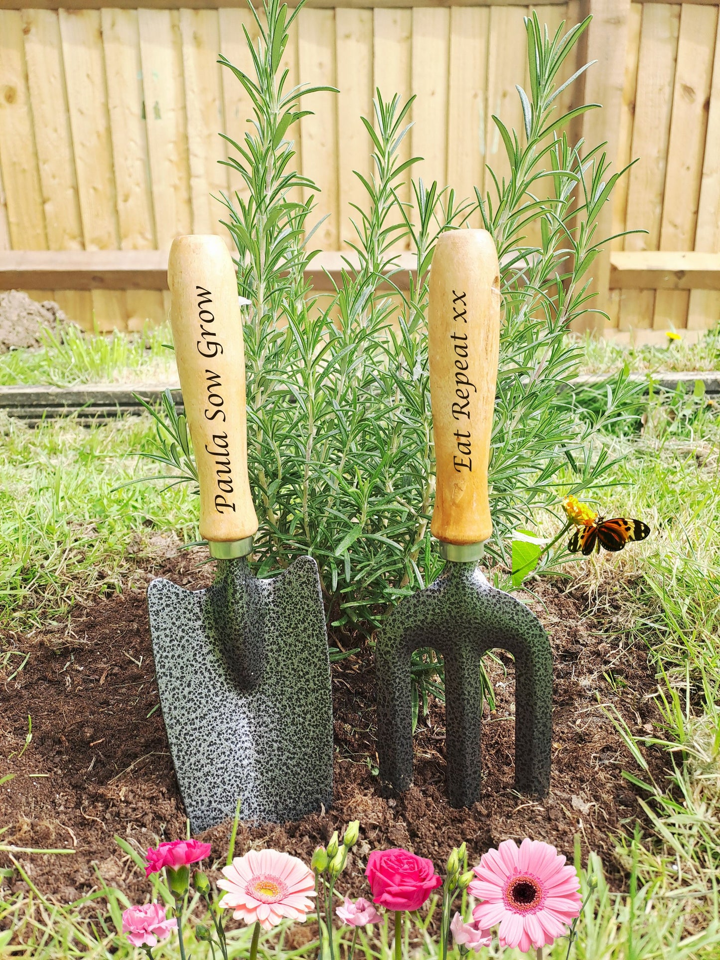 Personalised Garden Tools, Engraved Gardening Gift Set Trowel Fork, Father's Day, Retirement, Allotment Gift Ideas