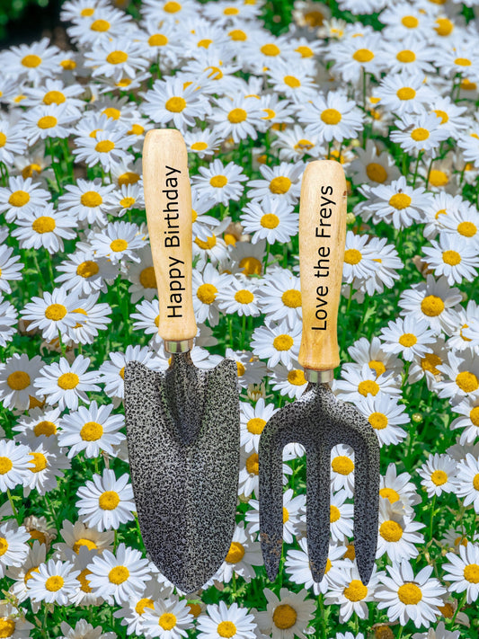Personalised Garden Tools, Engraved Gardening Gift Set Trowel Fork, Father's Day, Retirement, Allotment Gift Ideas