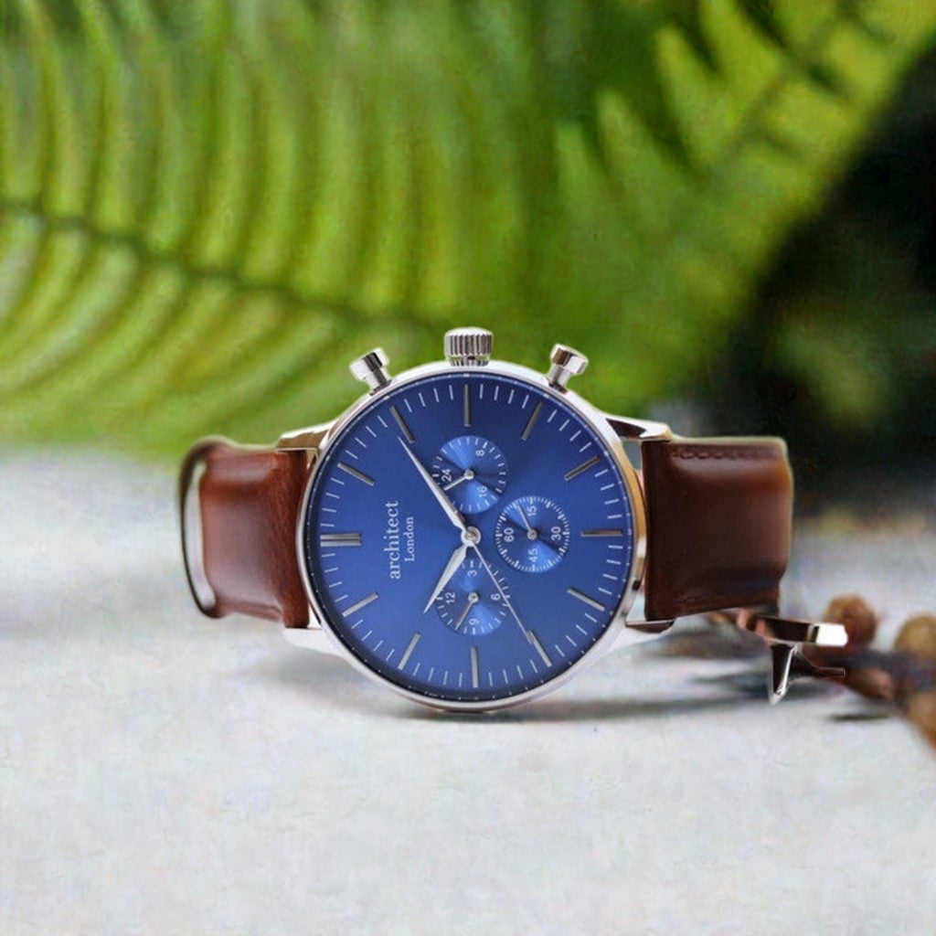 Own Handwriting Engraved Men's Watch With Walnut Strap