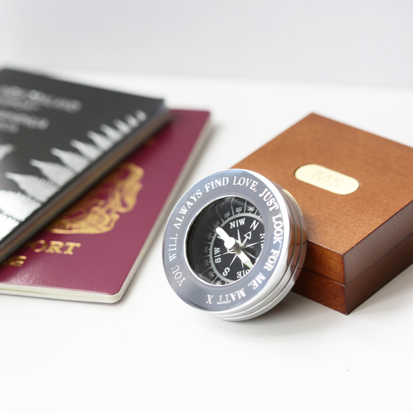 Compass Personalised With Timber Box