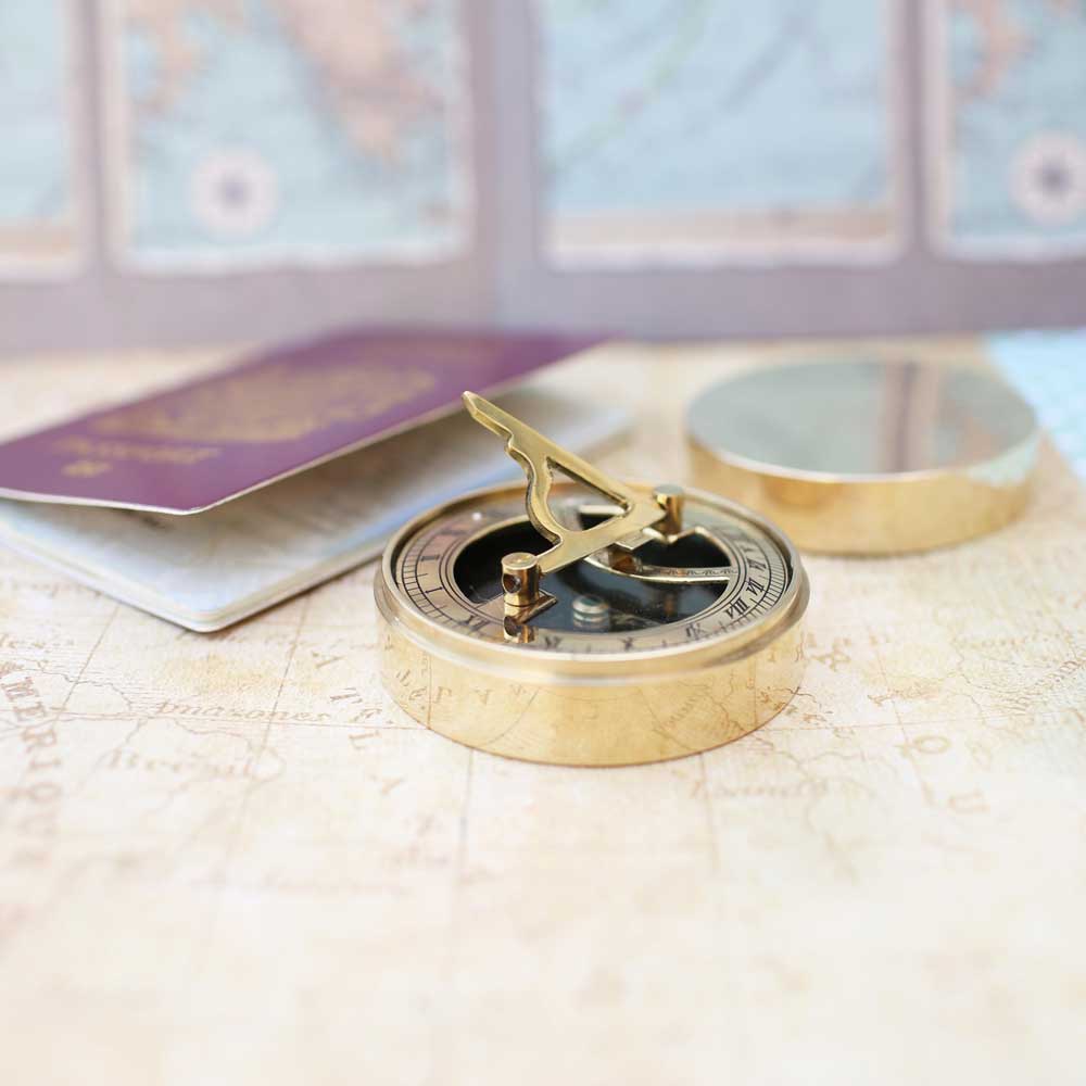 Sundial compass Gift shows passport and compass together