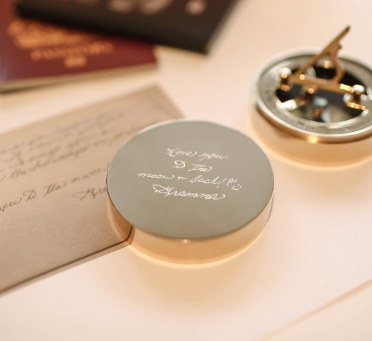 Own Handwriting Personalised Compass with Sundial