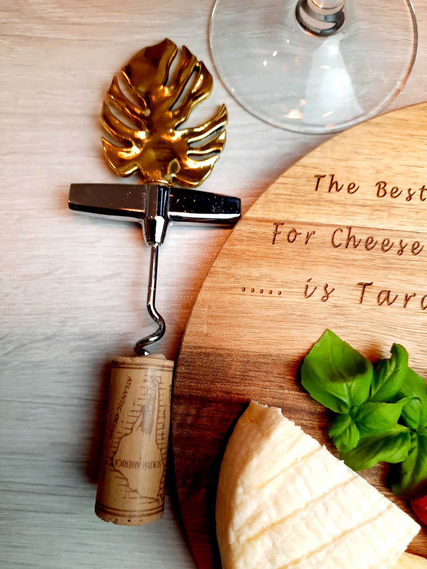 Personalised Chopping Board and Cork Screw