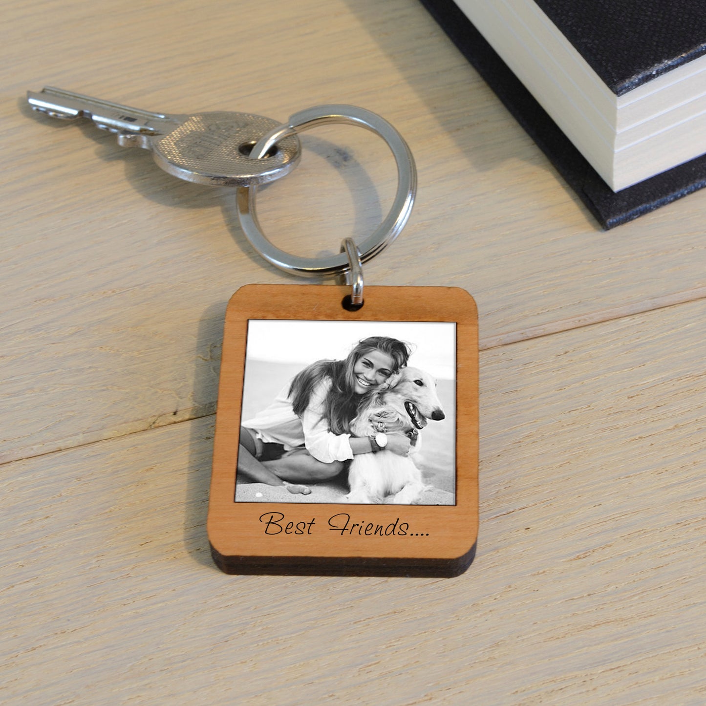 Wooden Personalised Engraved Photo Key Ring, perfect Valentine's, Mother's or Father's Day Gifts