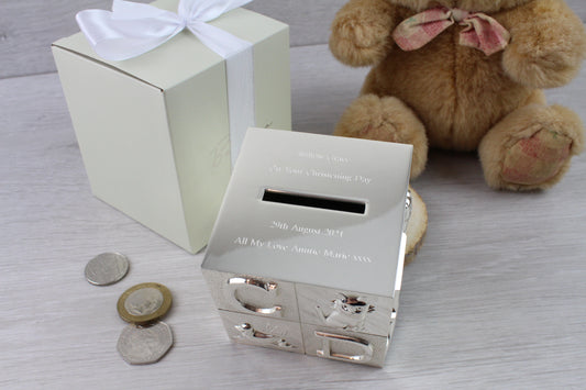 Silver Personalised ABC Moneybox