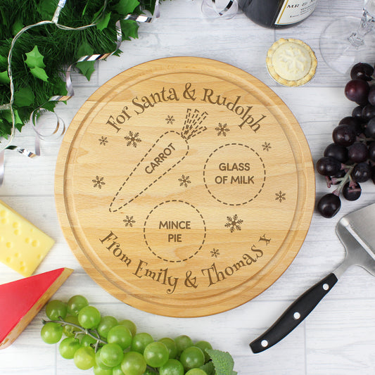 Personalised Christmas Eve Santa and Rudolph Treat Board