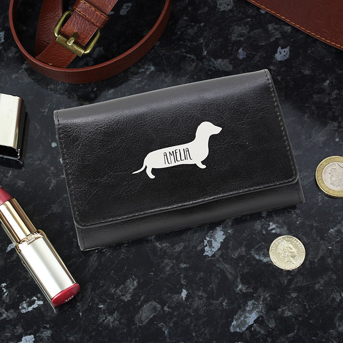 Personalised Sausage Dog Leather Purse